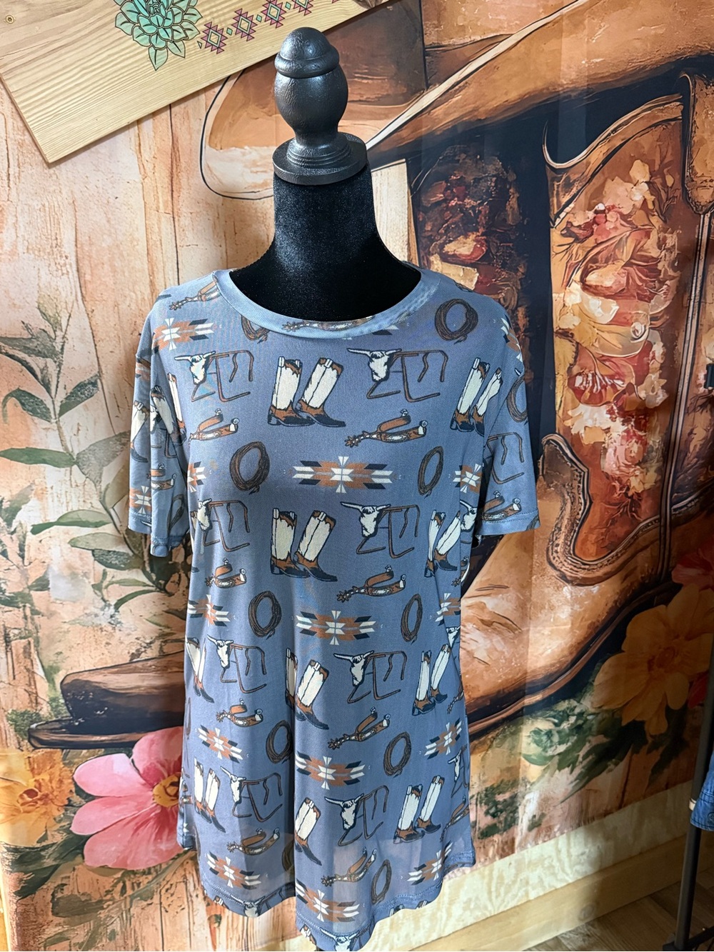 Mesh Top Cow Print